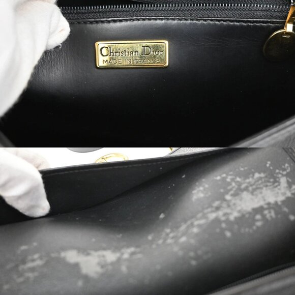 CHRISTIAN DIOR Logo Honeycomb Shoulder Bag PVC Leather Black GHW France 38YH770 - Picture 14 of 14